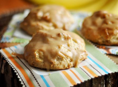 Banana Scones, Peanut Butter Glaze