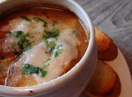 Caramelized Onions, Beer & Cheese Bisque