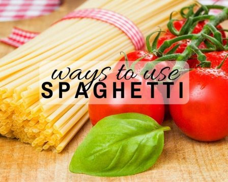 spaghetti on a cutting board