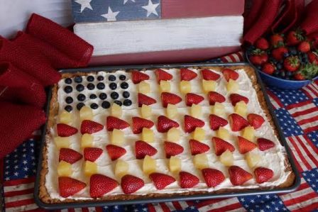 Patriotic Fruit Pizza with Pecan Shortbread Crust