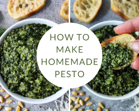 A bowl of homemade pesto