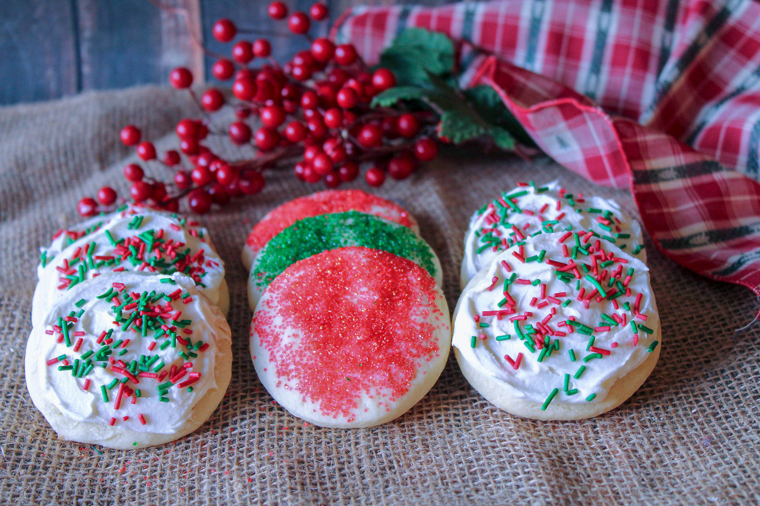 six soft Christmas sugar cookies
