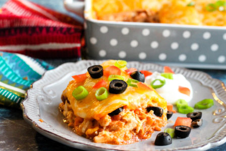 Enchilada casserole on a plate